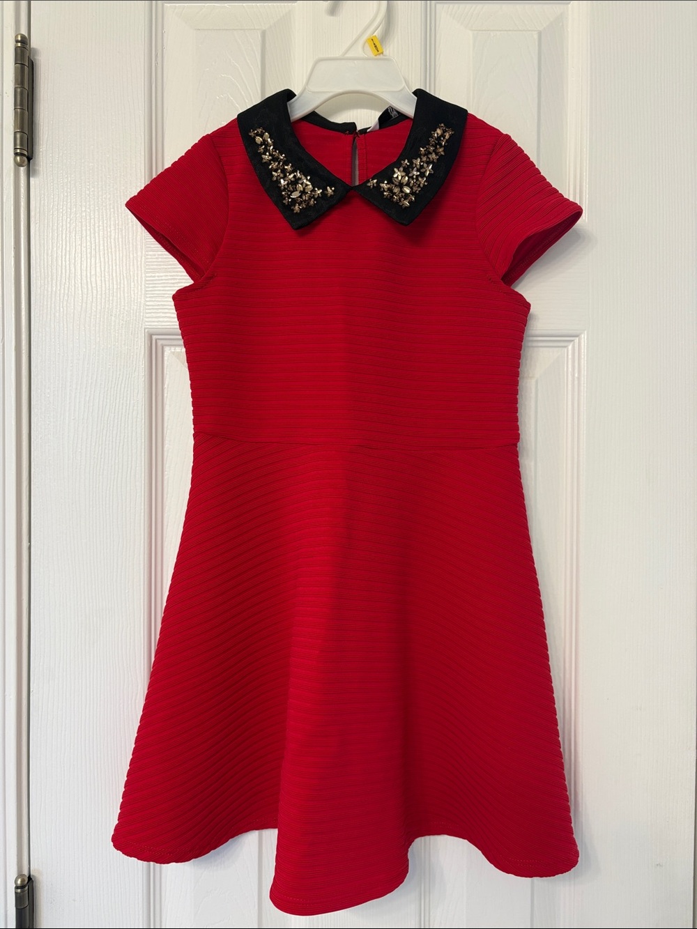 Red dress, gold stars